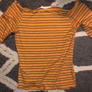 Yellow/orange stripped ribbed crop top